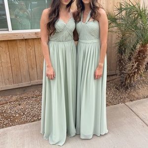 Azazie bridesmaid dress in “Sage”